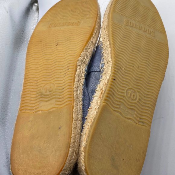 Soludos Espadrilles Flats Shoes Loafers Sz 10 Blue White Striped Nautical - Picture 7 of 7